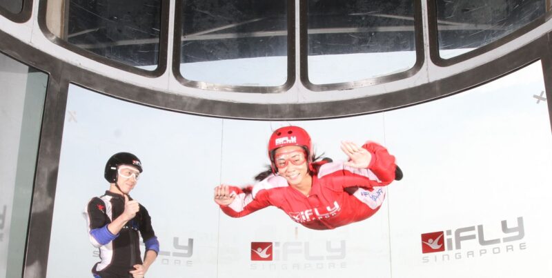 the ifly singapore ticket is cheaper and far safer than sky diving but the thrill is just as similar