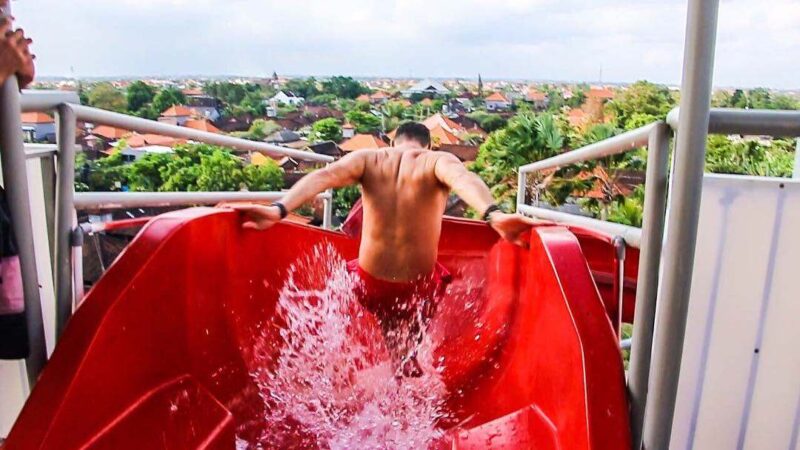 the water slide in the splash bali theme park indonesia